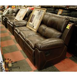 NEW BROWN LEATHERETTE SOFA AND CHAIR