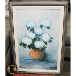 LARGE FLORAL FRAMED CANVAS PICTURE, 23 X 34