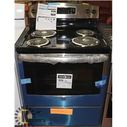 GE BLACK & STAINLESS STEEL 4 COIL STOVE.