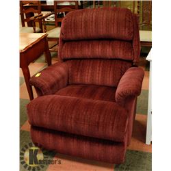 DARK PINK FABRIC LAZYBOY RECLINER, 34" WIDE