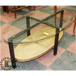 METAL AND GLASS COFFEE TABLE, 52 X 28 X 19