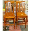 Image 1 : PAIR OF SOLID WOOD BAR STOOLS, 24" SEAT HEIGHT