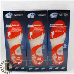 3 PAIRS OF NEW GEL GENIE INSOLES MEN'S SZ MEDIUM