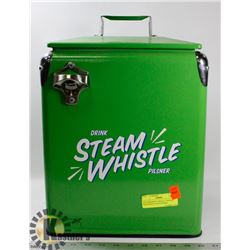 STEAMWHISTLE METAL COOLER WITH BOTTLECAP OPENER