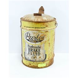LARGE 1940S PEERLESS BRAKE FLUID CAN.