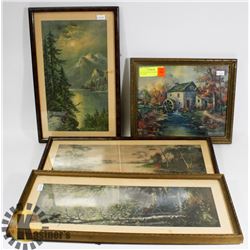 LOT OF 4 ANTIQUE FRAMED SCENIC PICTURES.