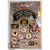 Image 1 : MOTORCYCLE PATCHES, PINS, APPROX 30 PIECES