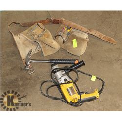 DEWALT DRILL WITH TOOL BELT AND CONTENTS