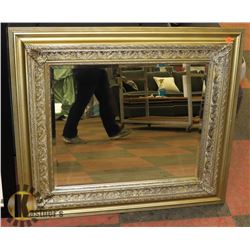 ORNATE GOLD TONE FRAMED MIRROR, 34 X 31