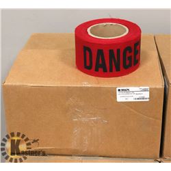 CASE WITH 8 ROLLS OF FABRIC FLAGGING IN RED