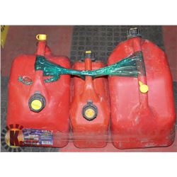 BUNDLE OF 3 GAS PLASTIC JERRY CANS - 2 X