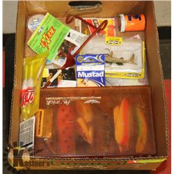 LARGE BOX W/LOTS OF NEW FISHING TACKLE