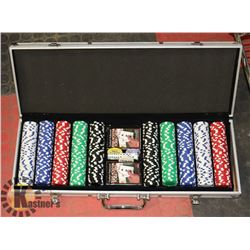 NEW COMPLETE LARGE POKER SET IN METAL