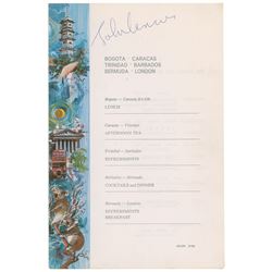 John Lennon Signed 1966 Airlines Menu
