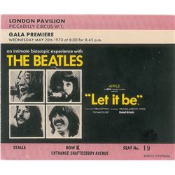 Beatles 1970 'Let It Be' London Premiere Ticket Stub