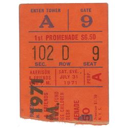 George Harrison 'The Concert for Bangladesh' Ticket Stub