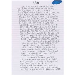Dee Dee Ramone Handwritten Manuscript