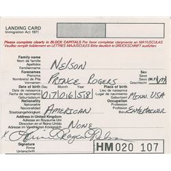 Prince Signed UK Customs Card