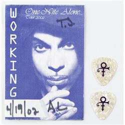 Prince 'One Nite Alone...Tour' Stage-Used Guitar Picks and Backstage Pass