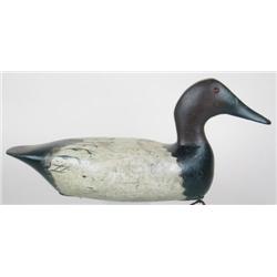 Hollow canvasback drake decoy by Bert G