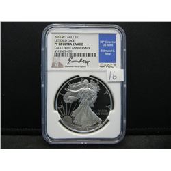 2016 W Amercian Silver Eagle Lettered Edge NGC PF70 Ultra Cameo Edmund Moy Signature