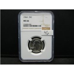 1964 Silver Washington Quarter NGC MS66