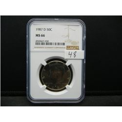 1987 D Kennedy Half Dollar NGC MS66