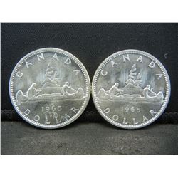 (2) Uncirculated 1965 Silver Canadian Dollars