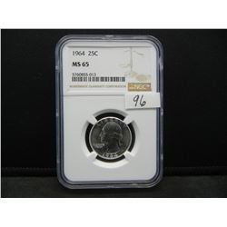 1964 Silver Washington Quarter NGC MS65