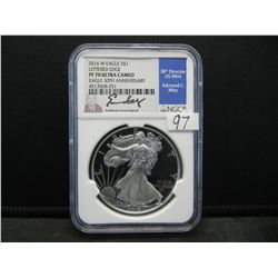 2016 W Amercian Silver Eagle Lettered Edge NGC PF70 Ultra Cameo Edmund Moy Signature