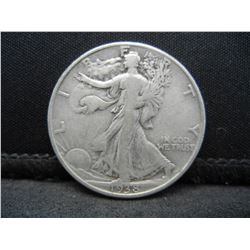 1938 D Walking Liberty Half Dollar VF Key Date