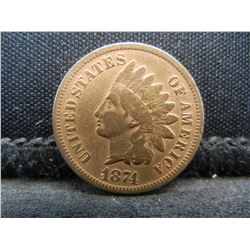 1874 Indian Cent Fine Semi Key Date