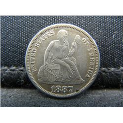1887 Seated Dime AU Details