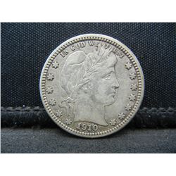 1910 D Barber Quarter XF Better Date