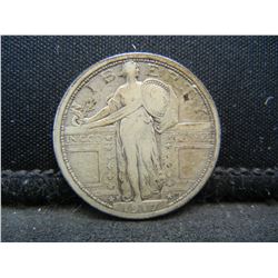 1917 D Type 1 Standing Liberty Quarter VF Semi Key
