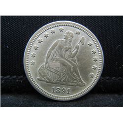 1891 Seated Quarter BU Strong Strike