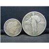 Image 1 : 1908 Barber Dime XF+  1928 Standing Quarter