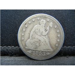 1853 Arrows Seated Quarter Better Date