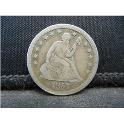 1857 Seated Quarter VF/XF Full Liberty