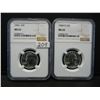 Image 1 : 1964+64d Silver Washington Quarters NGC MS65