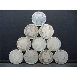 (10) Barber Half Dollars