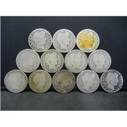 (12) Barber Half Dollars