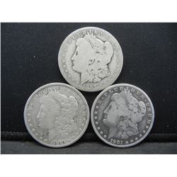 1897o,1900o,1901o Morgan Dollars