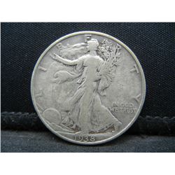 1938 D Walking Liberty Half Dollar VF Key Date