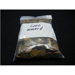 (1000) Wheat Cents in a Bag Many Teen, Twenties, Thirties Noted