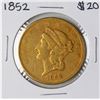 Image 1 : 1852 $20 Liberty Head Double Eagle Gold Coin
