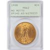 Image 1 : 1908 No Motto $20 St. Gaudens Double Eagle Gold Coin PCGS MS62 Green Rattler Holder
