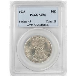 1935 Walking Liberty Half Dollar Coin PCGS AU58