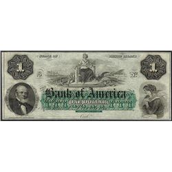 1800's $1 The Bank of America Rhode Island Obsolete Note