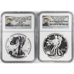 2013-W $1 West Point Proof Silver Eagle Coin Set NGC PF70/SP70 First Releases